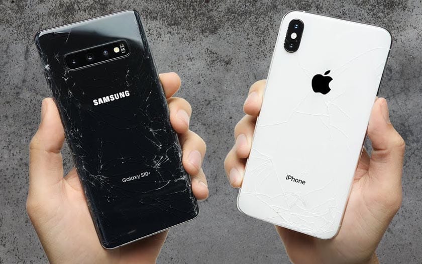 Samsung Galaxy S10+ vs. iPhone Xs Max drop test