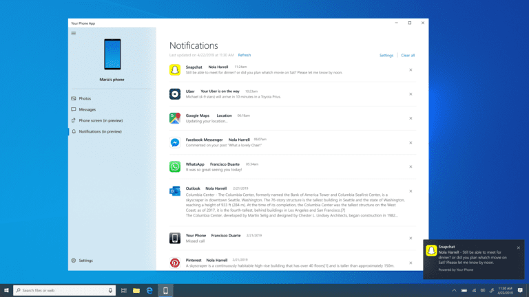 Windows 10 will allow notifications from Android