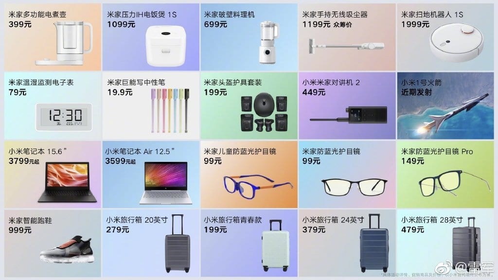 Xiaomi releases 20 new products