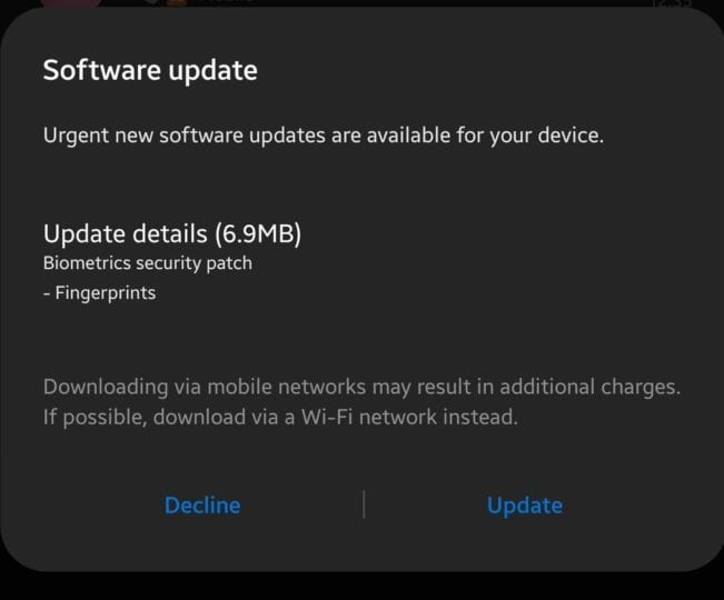 Samsung has released a minor update for the Galaxy S10