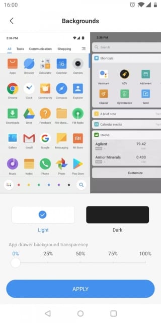 Xiaomi update for Poco Launcher Dark Theme