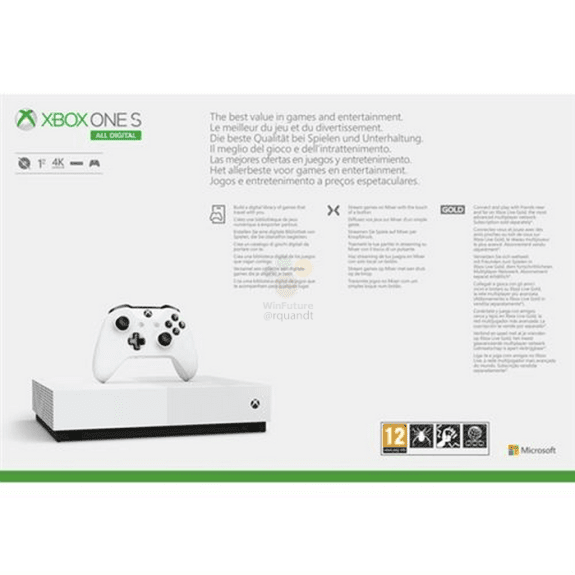 Microsoft Xbox One S All Digital Leak
