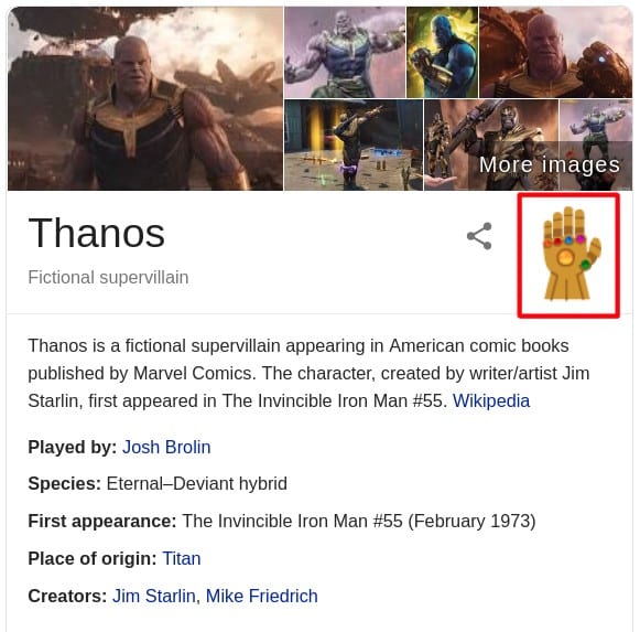 Thanos glove on Google