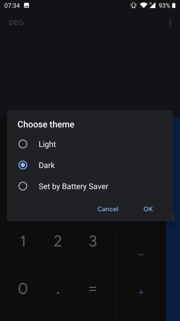 Google Calculator dark