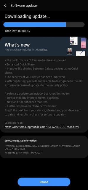 Galaxy S21, Galaxy S21+ and Galaxy S21 Ultra May Update