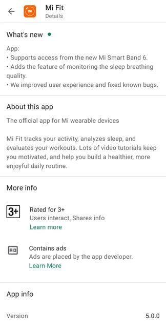 Xiaomi Mi Band 6 update