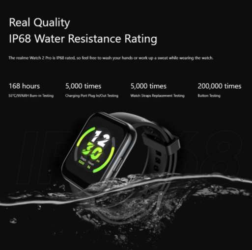Realme Watch 2 Pro Real Quality IP68 Water Resistance Rating