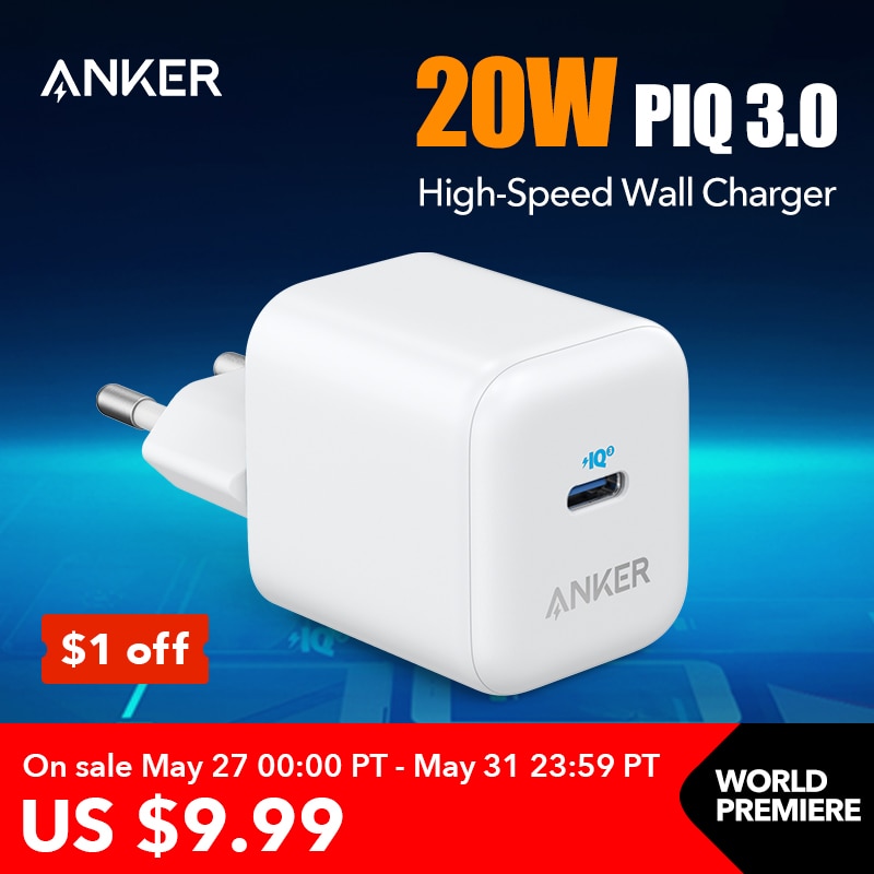 USB C Charger, Anker 20W PIQ 3.0 Fast PowerPort III Charger for iPhone 12/12 mini/12 Pro/12 Pro Max/11, Pixel 4/3, iPad Pro