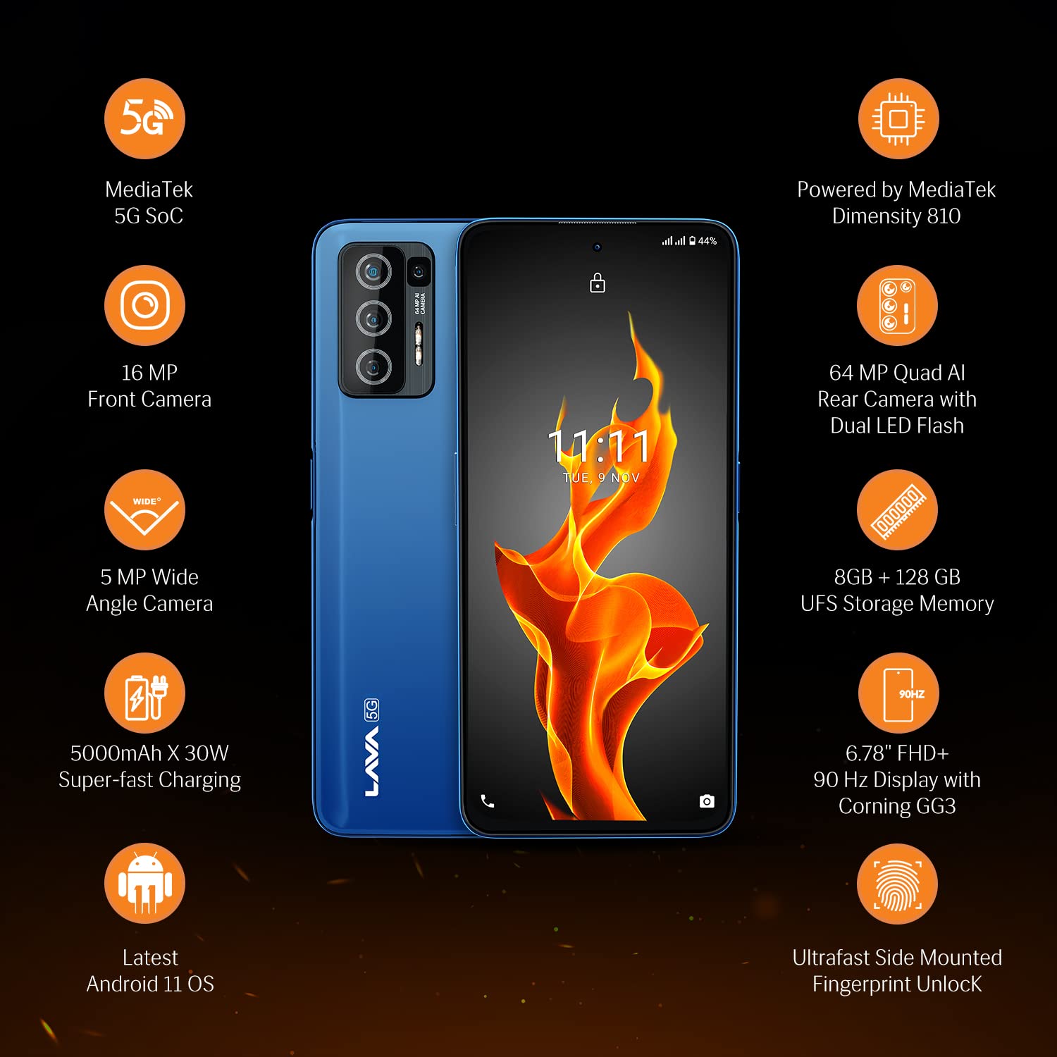 Lava Agni 5G Specifications Fiery Blue