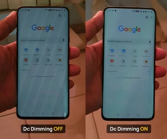 DC Dimming comparison off & on