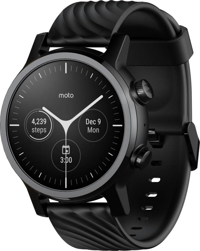 MOTOROLA Moto 360 (3rd Gen) Smartwatch (Black Strap, Regular)