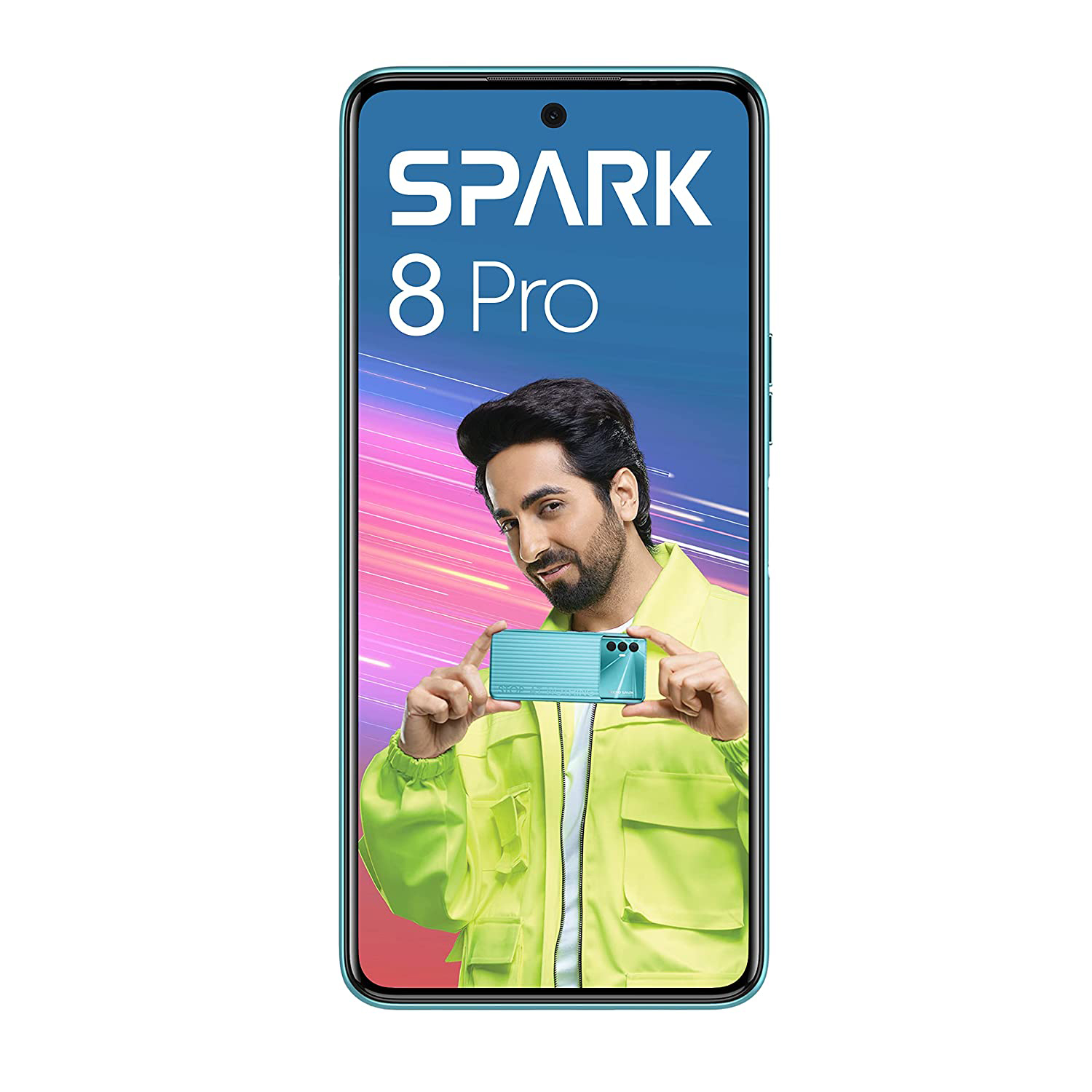 tecno spark 8 pro turquoise cyan front