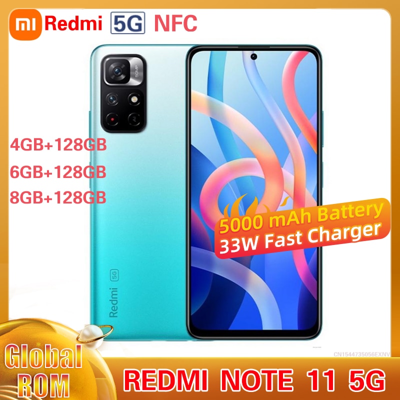 Global Rom Redmi Note 11 5G Smartphone 8GB 128GB Dimensity 810 Android 11 Cellphone 6.6