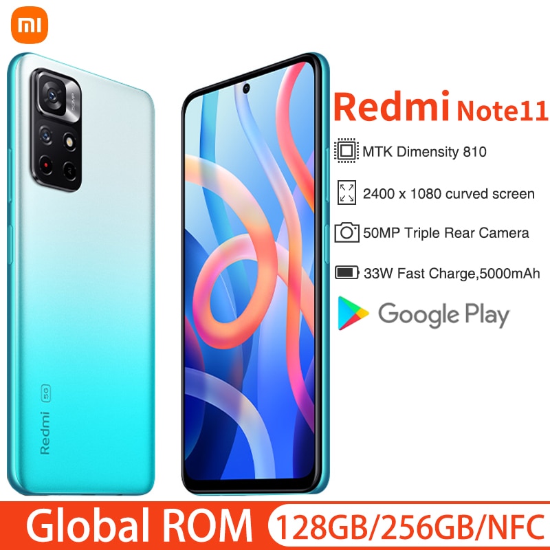 Original Xiaomi Redmi Note 11 Global ROM 128/256GB MTK Dimensity 810 CPU 5000mAh Battery 90HZ Screen 50MP Camera 5G Smartphone